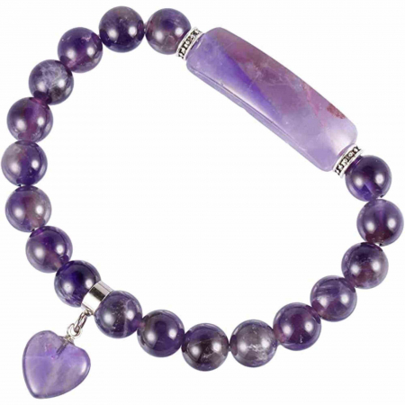 Bratara zen cu pietre semipretioase Ametist si pandantiv scluptat in forma de inima - bratara feng shui pentru meditatie, liniste, echilibru [4]