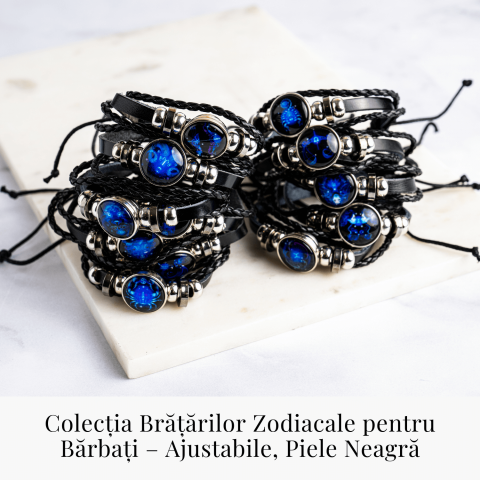 Bratara Zodiacala ajustabila din Piele Sintetica cu Cabochon Rotund – Simbol Astrologic Personalizat pentru Energie si Identitate Astrala [6]
