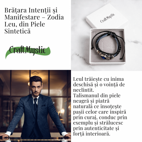 Bratara Zodiacala ajustabila din Piele Sintetica cu Cabochon Rotund – Simbol Astrologic Personalizat pentru Energie si Identitate Astrala [23]