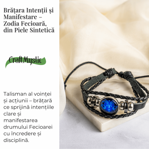 Bratara Zodiacala ajustabila din Piele Sintetica cu Cabochon Rotund – Simbol Astrologic Personalizat pentru Energie si Identitate Astrala [13]