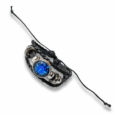 Bratara Zodiacala ajustabila din Piele Sintetica cu Cabochon Rotund – Simbol Astrologic Personalizat pentru Energie si Identitate Astrala [25]