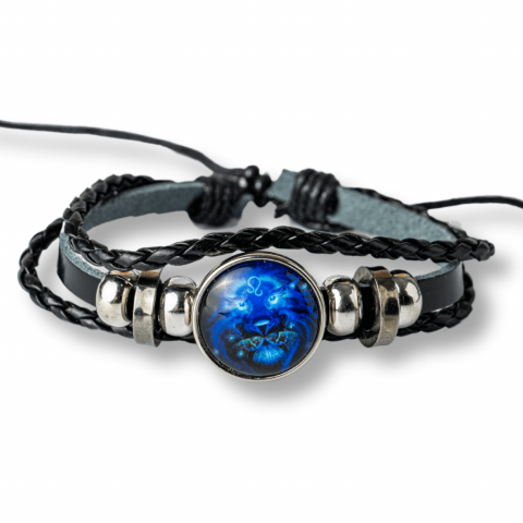 Bratara Zodiacala ajustabila din Piele Sintetica cu Cabochon Rotund – Simbol Astrologic Personalizat pentru Energie si Identitate Astrala [17]