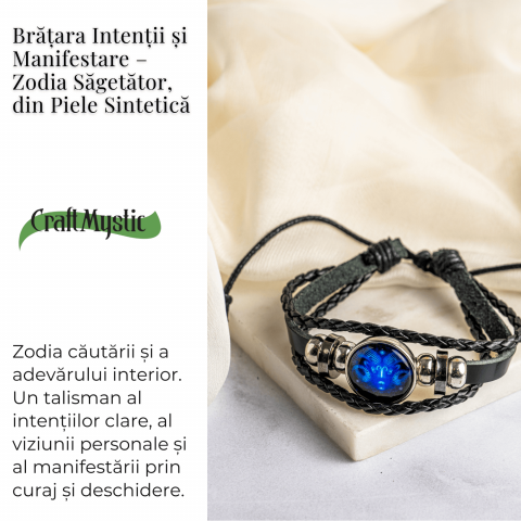 Bratara Zodiacala ajustabila din Piele Sintetica cu Cabochon Rotund – Simbol Astrologic Personalizat pentru Energie si Identitate Astrala [27]