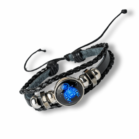 Bratara Zodiacala ajustabila din Piele Sintetica cu Cabochon Rotund – Simbol Astrologic Personalizat pentru Energie si Identitate Astrala [32]