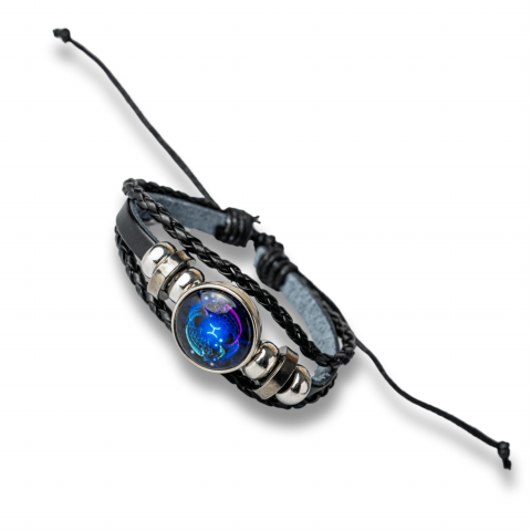 Bratara Zodiacala ajustabila din Piele Sintetica cu Cabochon Rotund – Simbol Astrologic Personalizat pentru Energie si Identitate Astrala [9]