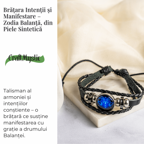 Bratara Zodiacala ajustabila din Piele Sintetica cu Cabochon Rotund – Simbol Astrologic Personalizat pentru Energie si Identitate Astrala [2]