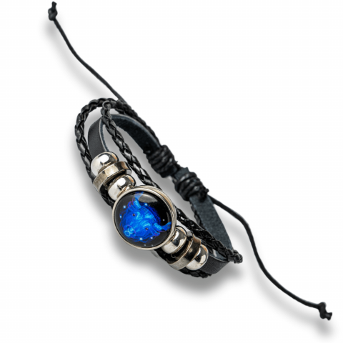 Bratara Zodiacala ajustabila din Piele Sintetica cu Cabochon Rotund – Simbol Astrologic Personalizat pentru Energie si Identitate Astrala [39]