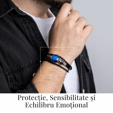 Bratara Zodiacala ajustabila din Piele Sintetica cu Cabochon Rotund – Simbol Astrologic Personalizat pentru Energie si Identitate Astrala [26]