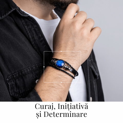 Bratara Zodiacala ajustabila din Piele Sintetica cu Cabochon Rotund – Simbol Astrologic Personalizat pentru Energie si Identitate Astrala [1]
