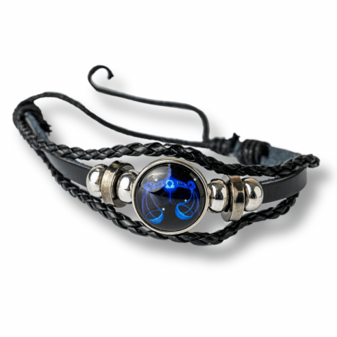Bratara Zodiacala ajustabila din Piele Sintetica cu Cabochon Rotund – Simbol Astrologic Personalizat pentru Energie si Identitate Astrala [9]