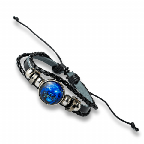 Bratara Zodiacala ajustabila din Piele Sintetica cu Cabochon Rotund – Simbol Astrologic Personalizat pentru Energie si Identitate Astrala [18]