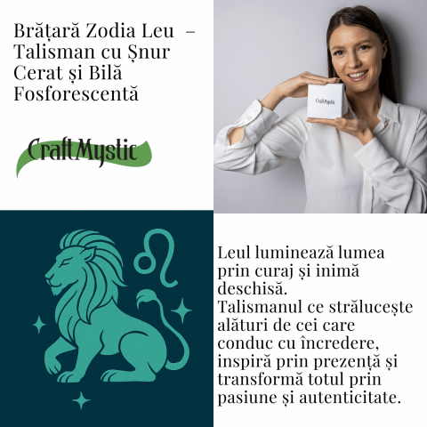 Bratara Zodiacala Ajustabila din Sfoara Cerata si Piele Sintetica – Cabochon Rotund cu Semn Zodiacal si Bila Fosforescenta [6]