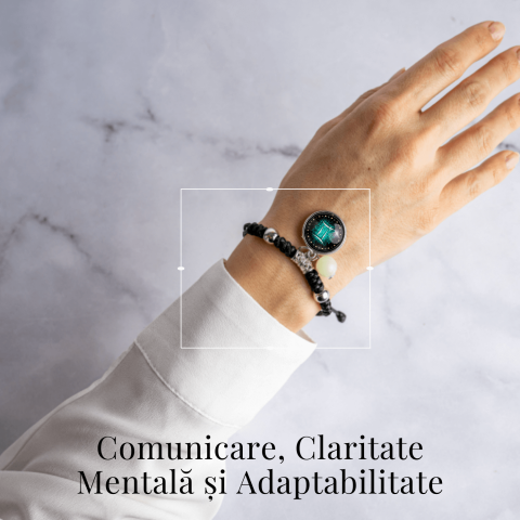 Bratara Zodiacala Ajustabila din Sfoara Cerata si Piele Sintetica – Cabochon Rotund cu Semn Zodiacal si Bila Fosforescenta [1]