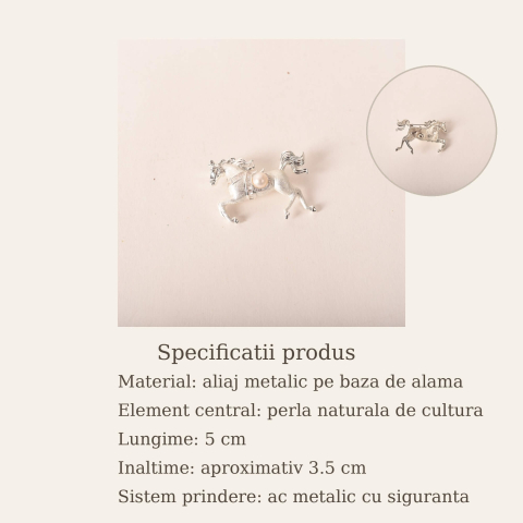 Brosa Cal cu Perla Naturala – Martisor Elegant si Cadou Rafinat [4]