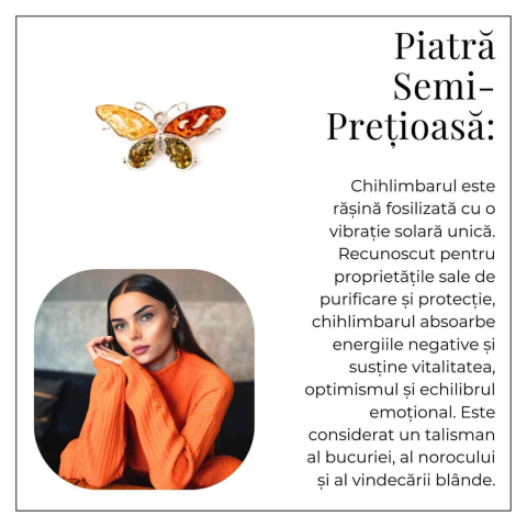 Brosa din chihlimbar forma de fluture multicolor si argint 925 — un accent cald de rafinament [7]