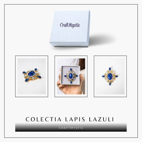 Brosa Lapis Lazuli cu Pietre de Opal - Eleganta si Armonie Interioara [6]