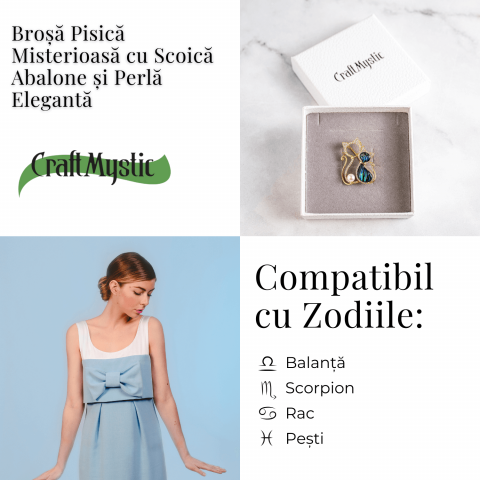 Pisica misterioasa – Brosa cu scoica abalone si perla eleganta [4]