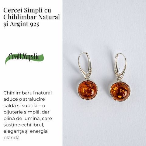 Piatra caldurii si linistii – Cercei simpli cu chihlimbar si montura argint 925 [4]