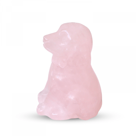 Figurina Artizanala 30mm Catelus din Cuart Roz