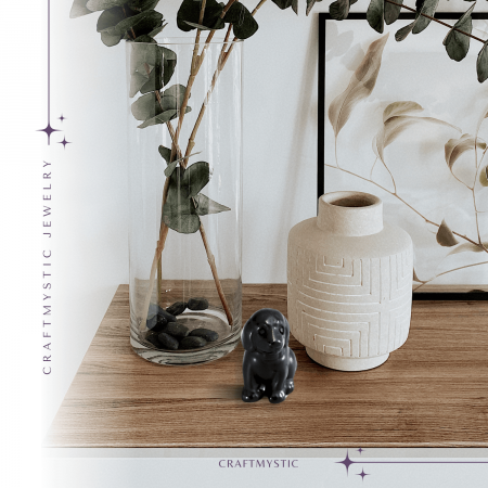 Figurina Artizanala 30mm Catelus din Obsidian [6]