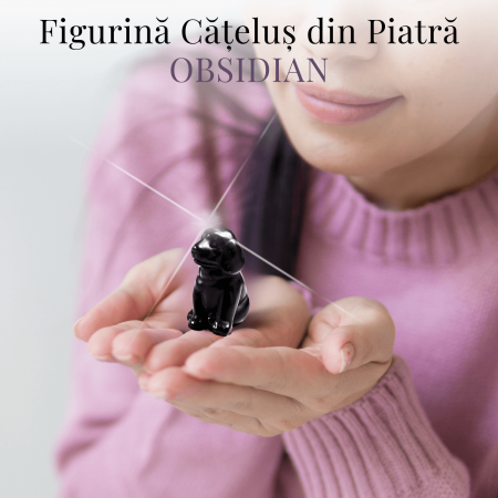 Figurina Artizanala 30mm Catelus din Obsidian [3]