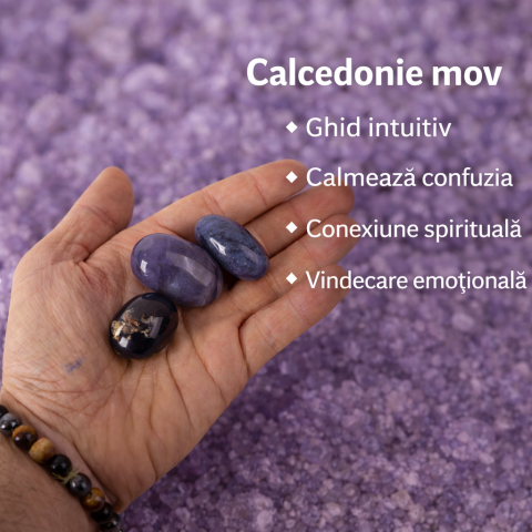 Calcedonie mov din Indonezia – pietre rulate pentru liniste interioara si comunicare blanda [1]