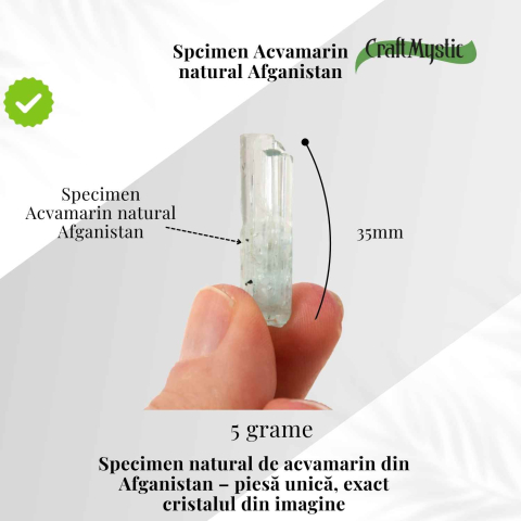 Specimen natural de Acvamarin din Afganistan – cristal al claritatii si calmului interior [1]