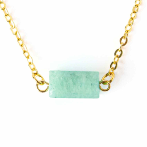 Creativitate si Inspiratie - Calm si Echilibru – Colier cu Pandantiv Hexagonal din Amazonit Natural pe Lant de Cupru