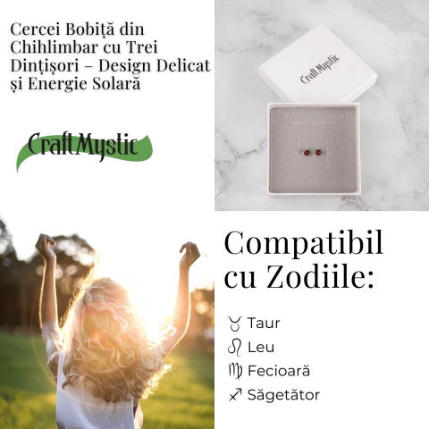 Cercei Argint 925 cu Chihlimbar rosu inchis Natural Rotund – Energie Solara, Delicatețe si Protectie [3]