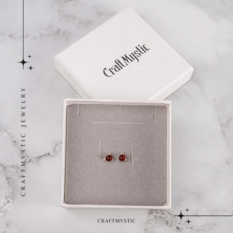 Cercei Argint 925 cu Chihlimbar rosu inchis Natural Rotund – Energie Solara, Delicatețe si Protectie [7]