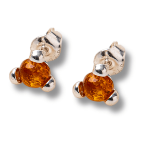 Taur - Cercei Argint 925 cu Chihlimbar Auriu Rotund – Lumina Solara, Delicatete si Protectie Calda