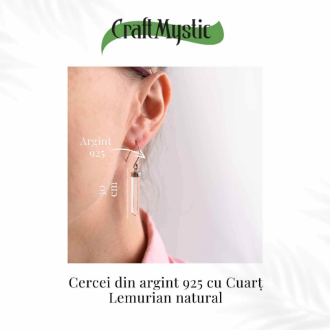 Cercei Argint 925 cu Cuart Lemurian Brut - Energie si Claritate [2]