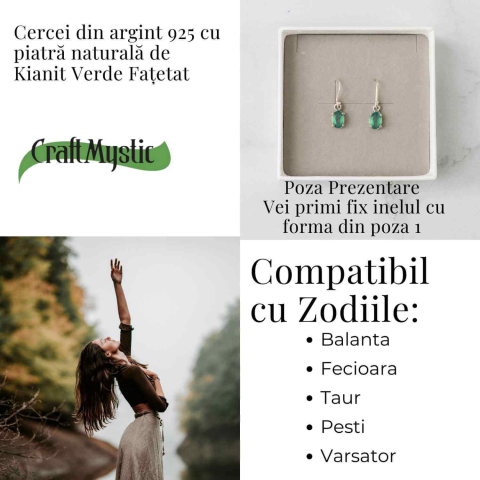 Cercei Argint 925 cu Kianit Verde fatetat Dreptunghiular – Claritate si Echilibru Interior [4]