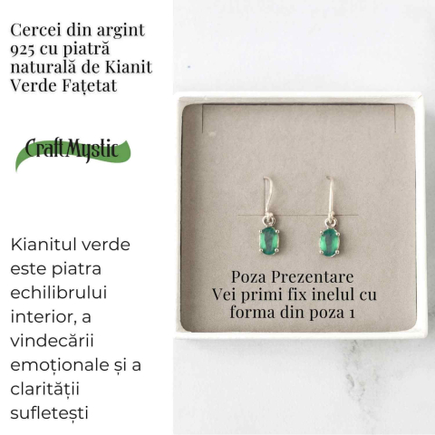 Cercei Argint 925 cu Kianit Verde fatetat Dreptunghiular – Claritate si Echilibru Interior [2]