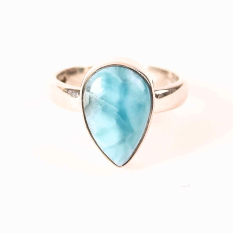 Claritate Mentala si Focus - Inel Argint 925 cu Larimar in Forma de Lacrima – Liniste si Claritate Interioara