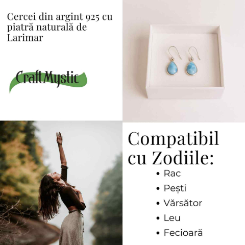 Cercei Argint 925 cu Larimar Lacrima – Calm si Purificare Emotionala [4]