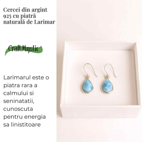 Cercei Argint 925 cu Larimar Lacrima – Calm si Purificare Emotionala [2]