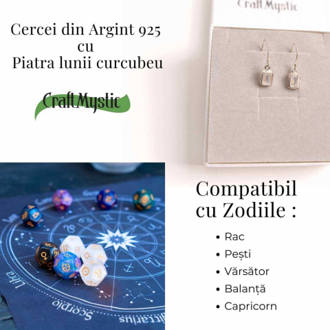 Cercei argint 925 cu Piatra lunii Curcubeu Fatetat [4]