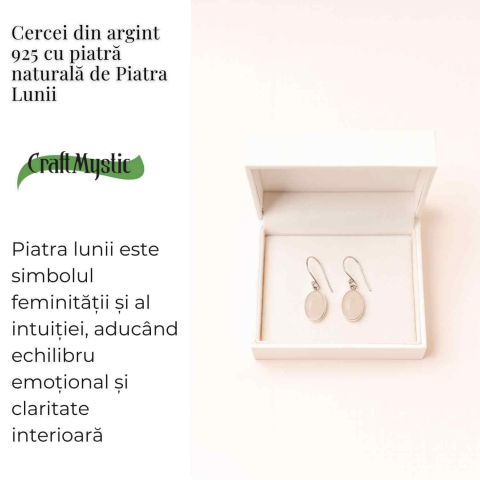 Cercei Argint 925 cu Piatra Lunii Ovala – Echilibru si Feminitate [2]