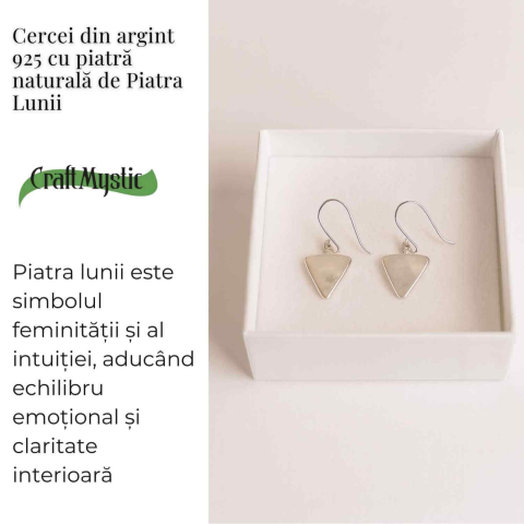Cercei Argint 925 cu Piatra Lunii Triunghi – Protectie si Ascensiune [2]