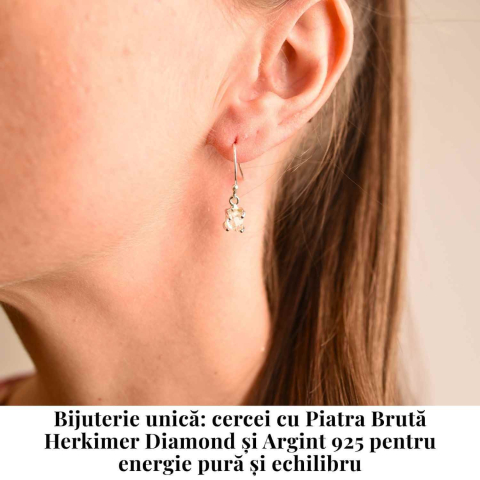 Cercei Argint 925 cu Herkimer Diamond Brut – Claritate si Protectie [1]