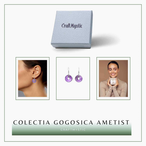 Cercei Argintii Ametist Forma Pi - Calm si Claritate Mentala [7]