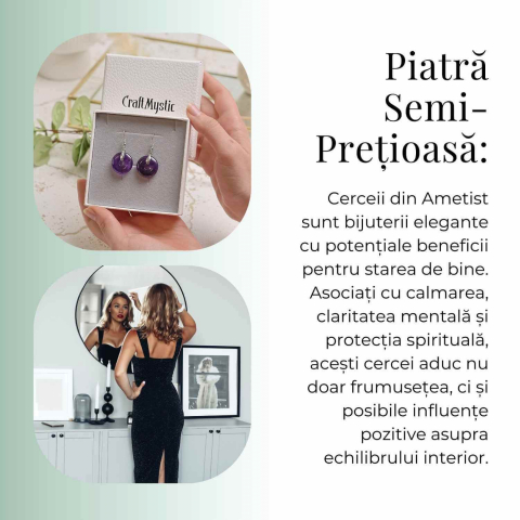 Cercei Argintii Ametist Forma Pi - Calm si Claritate Mentala [4]
