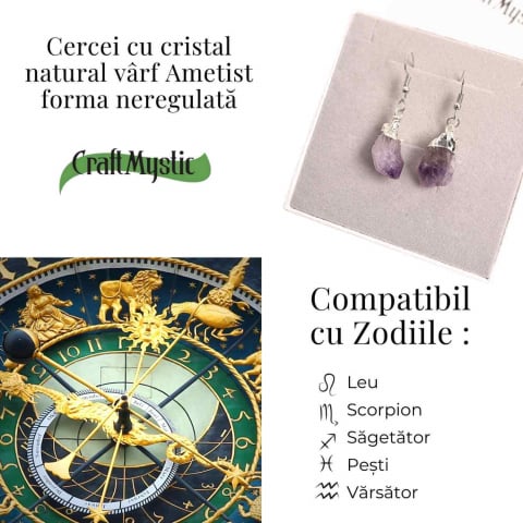 Cercei argintii cu Ametist Brut, argintii – Claritate si protectie spirituala [3]
