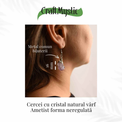 Cercei argintii cu Ametist Brut, argintii – Claritate si protectie spirituala [4]