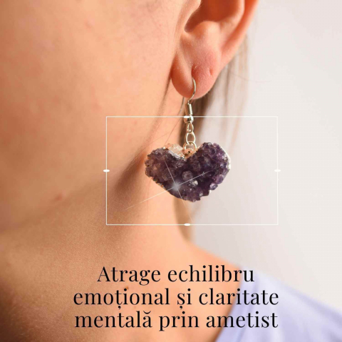 Cercei Argintii cu Ametist Natural, Forma Inima - Eleganta si Protectie [1]