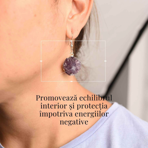 Cercei Argintii cu Ametist Natural Rotund - Claritate si Eleganta [1]