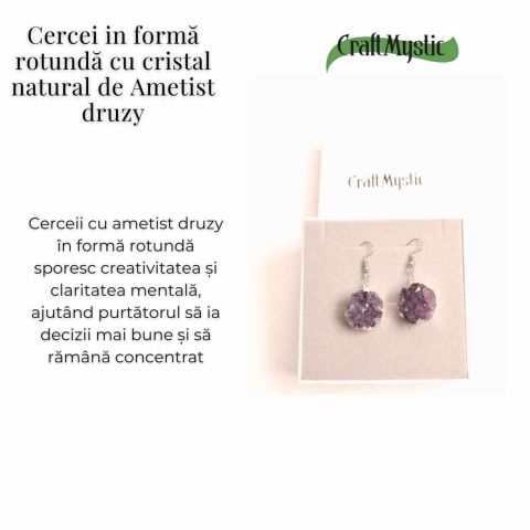Cercei Argintii cu Ametist Natural Rotund - Claritate si Eleganta [2]