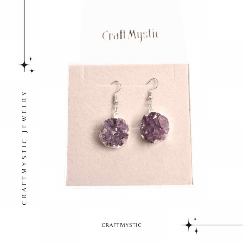 Cercei Argintii cu Ametist Natural Rotund - Claritate si Eleganta [5]