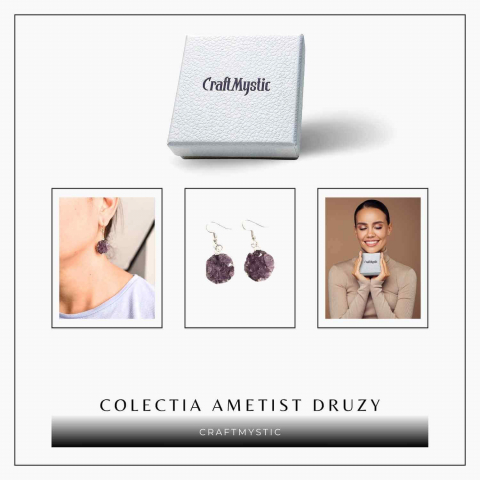 Cercei Argintii cu Ametist Natural Rotund - Claritate si Eleganta [6]